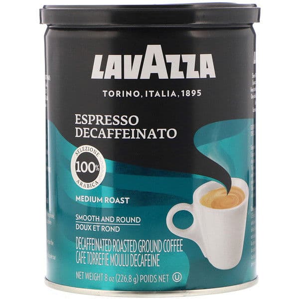 LavAzza Premium Coffees, Decaffeinated Roasted Ground Coffee, Espresso, Medium Roast, 8 oz (226.8 g)