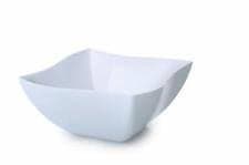 Elegant Wave Shaped China Like Square Hard Plastic Bowls/Plastic Serving Dishes - 450ml (16oz) - 4 Pieces - White