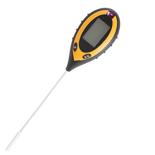 Mapiro 4-In-1 Soil Tester Moisture Meter PH Levels Temperature Sunlight Lux Intensity Survey Instrument with Large Backlit LCD Display for Indoor Outdoor Garden Farm Lawn Plants Grain Flowers Grass Care