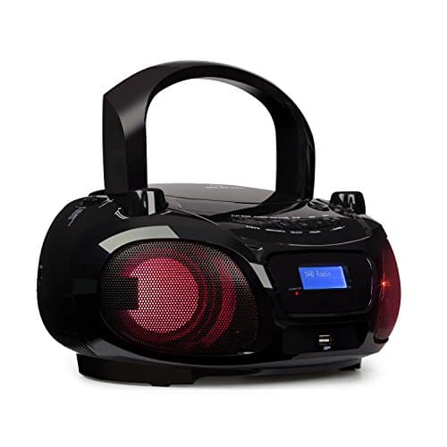 auna Roadie DAB • CD Radio • Stereo System • Compact DAB System • CD Player • USB • MP3 • DAB/DAB + and FM Radio Tuner • Bluetooth 3.0 • 2 x 1.5 Watts RMS • Mains and Battery Operation • Black