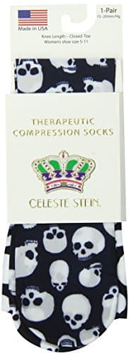 Celeste Stein Therapeutic Compression Socks, Skulls, 15-20 mmHg, 1 Pair