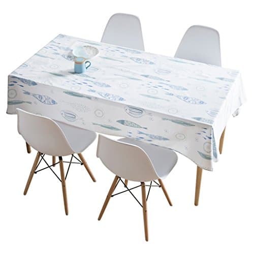 White cotton rectangular tablecloth waterproof and oil resistant coffee table tablecloth creative fresh table cloth (Size : 140*220cm)