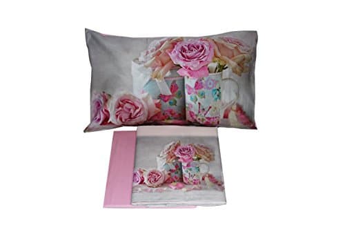 Relax Digital Leapt Shabby 20 Complete 2 Bed Sheet 100% Cotton, Pink, Double, 250 x 300 x 1 cm