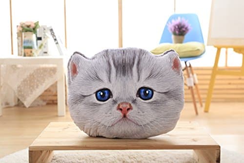 Yancyong 3D Simulation Pillow Plush Toy Sofa Backrest Nap Pillow,Gray Vertical Ear Cat,Trumpet 40 Centimeters