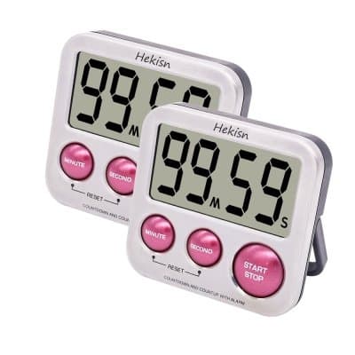 Hekisn Best Digital Kitchen Timer, Digital Stainless Steel Countdown Up Cooking Timer with Large Screen Strong Magnet Back, Kickstand, Auto Shut-Off for Kitchen Cooking Baking , Reminder for Student (2 Pack)
