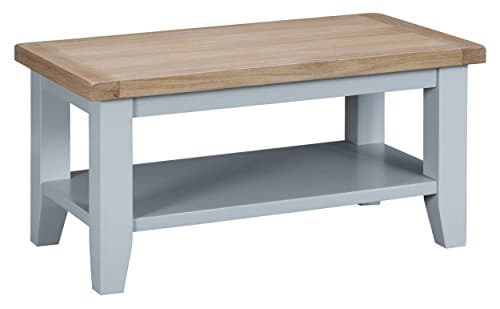 Taunton Grey Painted Small Coffee Table 1 Storage Shelf with Lime wash Oak Tops