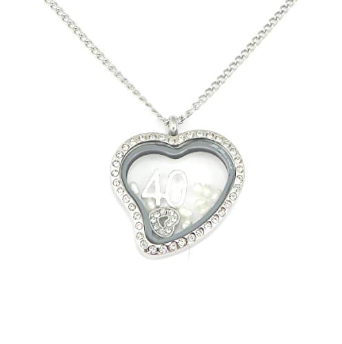 16th, 18th, 30th, 21st, 30th, 40th, 50th & 60th Birthday Heart Floating Memory Locket Necklace with Pearls for June Birthstone. Stainless Steel - 50cm