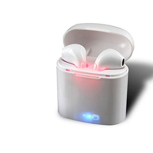 True Wireless Headphones Mini Bluetooth V4.2 Stereo Earbuds with Mic Portable Charging Case for Iphone (1000mAh charge box,White)