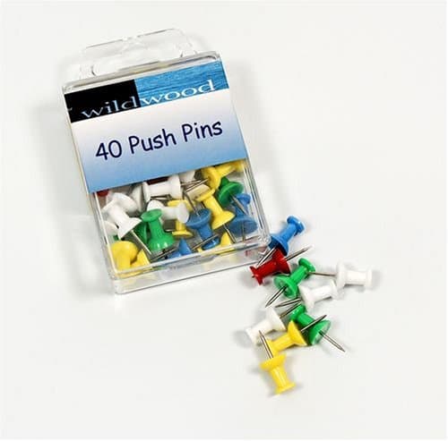 Pack of 40 primary coloured push-pins