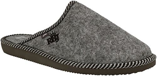 RBJ Men’s Luxury Wool Felt Slippers With Wool Lining and Rubber Sole - In a Present Box (9 UK, Grey/Felt)