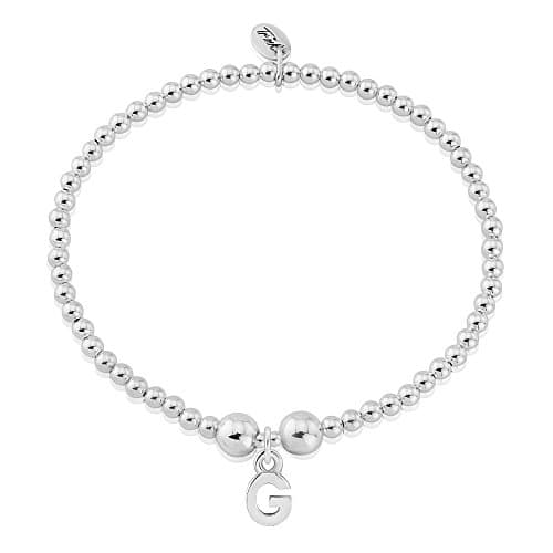 TRINKInitial 'G' Letter Charm Sterling Silver Beaded Bracelet