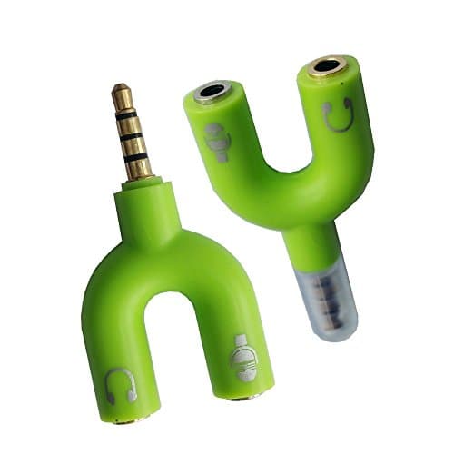 iviLongTail 3.5mm Stereo TRRS 4Pole Plug to 3.5mm Mic &amp; Headset Jack iPhone Audio Adapter (2pcs Green)
