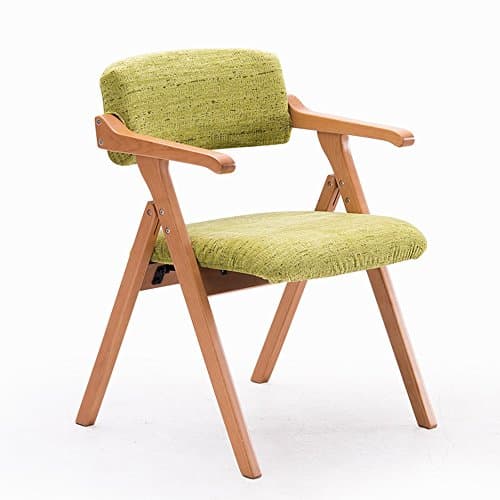 Solid wood dining chair, Nordic simple chair, creative with armrest folding chair, desk chair, conference chair, casual chair ( Color : Green )
