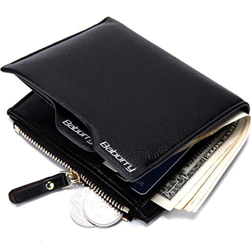 dainslef Wallet for men RFID Blocking PU Leather with coin pocket and removable card holder for identity card, Driving license, Credit card black boyfriend gift husband gift