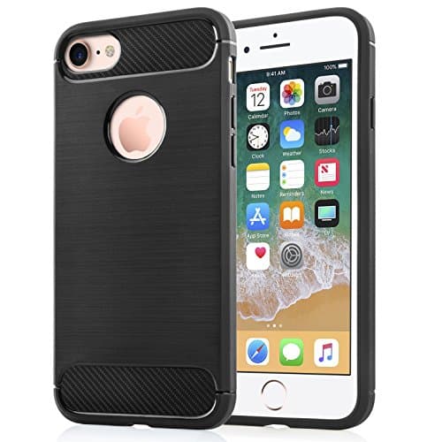 Centopi iPhone 7 Case, iPhone 8 Case Carbon Fibre Textured Gel Cover | Shock Absorbing | Lightweight & Slim TPU Gel Protection For iPhone 7 (2016) & iPhone 8 (2017) - Black