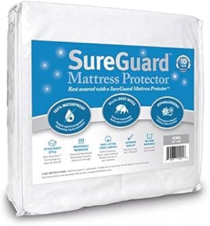 SureGuard King Size Mattress Protector - 100% Waterproof, Hypoallergenic - Premium Fitted Cotton Terry Cover
