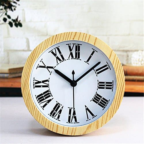 Sdfaw Creative 3D digital alarm clock alarm clock/mute the original wood block iron table clock clock