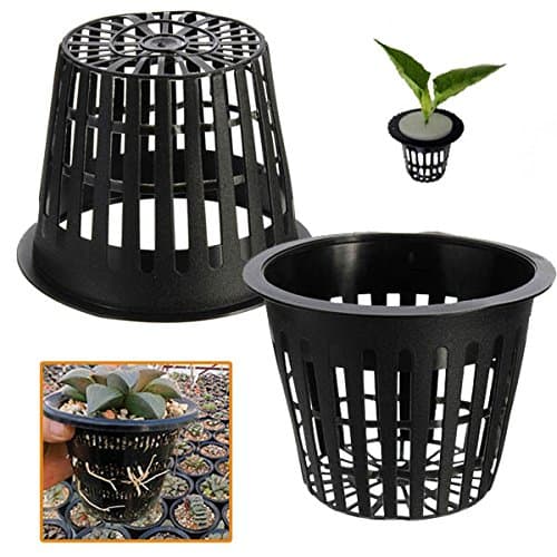 Chinis 10pcs Black Plastic Hydroponic Planting Mesh Net Pot Baskets Garden Plant Grow Cup