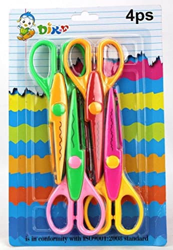 SMARTSTORE 4 pcs Craft Border CARDMAKING SCISSORS For Kids -Pinking Scissors, Create Edging Effects for Paper &amp; Card