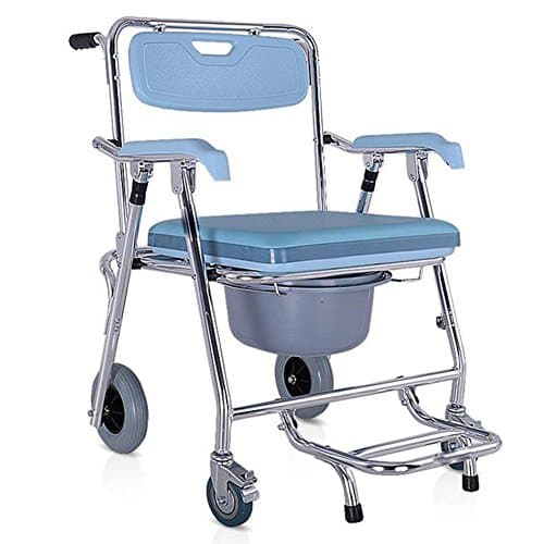 Hmhope Removable Folding Commode Chair With Wheel Side-Flip Pedal Board Aluminum Alloy Portable Elderly Pregnant Women