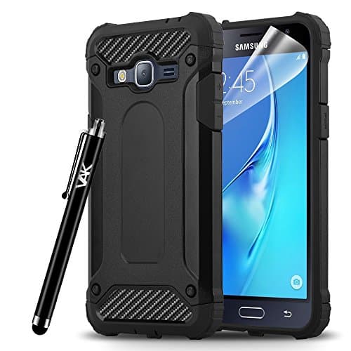 Samsung Galaxy A3 2016 Case (A310F) - Dual Layer Ultra Light Armor ShockProof Strong Case Rugged Grip Silicone Slim Protective Designer Matte Hard Case Heavy Duty Protection Cover for Samsung Galaxy A3 2016 with Touch Stylus Pen (Black)