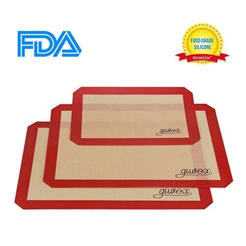 Giwox Silicone Baking Sheet Set Non Stick Baking Mat Heat Resistant Cookie Sheets Liner Washable Reusable Oven Baking Tray FDA Approved Safe Oven Liners Set of 3