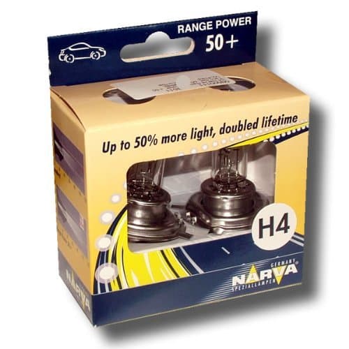 Narva Range Power 50 H4 12 V 60 / 55 W Pack 50Prozent Duo More Light
