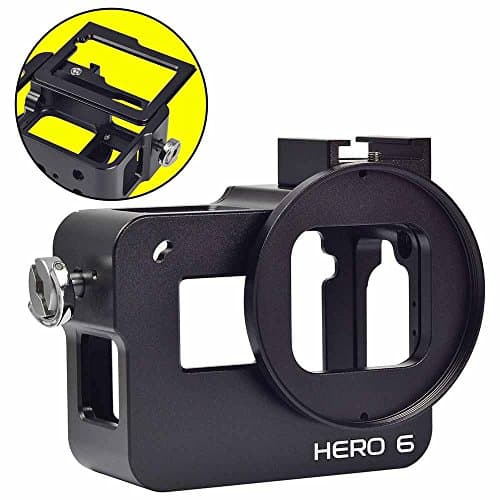Gran Voo GP White Protective Case with Back Cover Housing Black with Black Aluminium Alloy for GOPRO HERO6