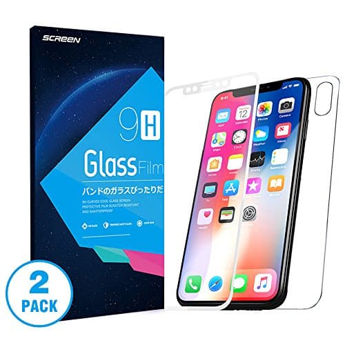 [Full Cover] iPhone X [Front + Back] Screen Protector Glass Guard SHAUKE Premium Tempered Glass Screen Protector for iPhone X (White)