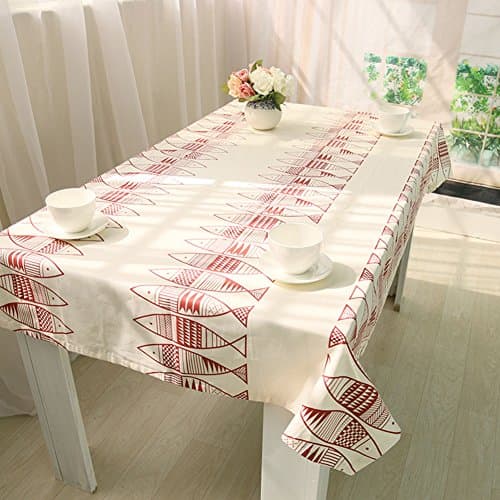 Retro fish pattern table cloth restaurant dining tablecloth cotton living room decoration party tablecloth Wedding decoration cloth 140 X 220 cm 55x87 inch