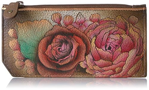 Hand Painted Leather Women's RFID Blocking Card Case with Coin Pouch