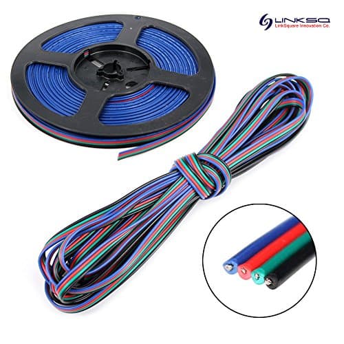 LinkSquare 5m/10m/20m 4 Pins Data Cable Wire Extension Cord for 5050 3528 RGB LED SMD Bulb Lamp Flexible Fairy Light Strip (10 Metre)