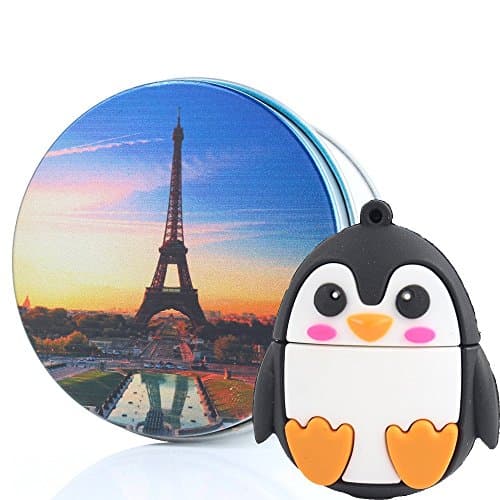 USB Memory stick FLASH Drive Cartoon Cute Penguin 3D Silicone Animal USB Stick with Keychain- 16GB Eiffel Tower/La Tour Eiffel