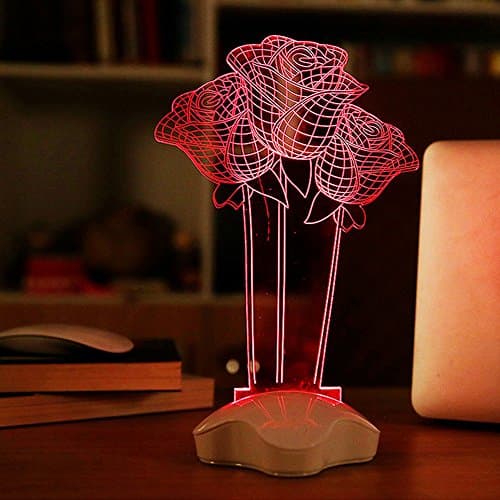 Led Night Light Decorative Table Desk Lamp illusion 3D Luminous Rose Lighting