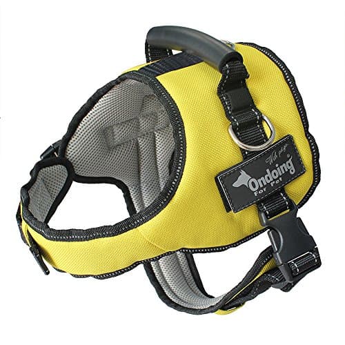 Ondoing Dog No Pull Harness Adjustable Pet Vest Harness Padded Reflective for Medium Large Dogs (XXL, Yellow)
