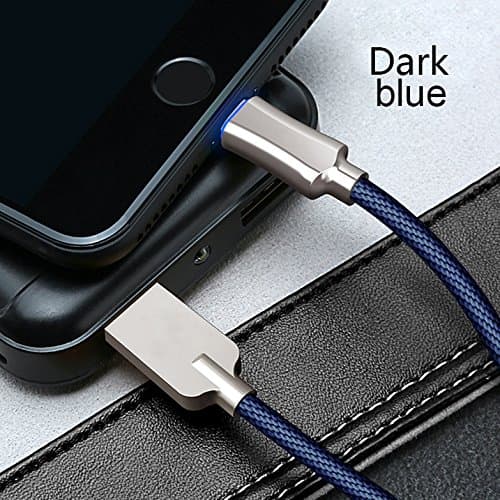 USB Cable for iPhone, Nylon Braided Tangle-Free, Smart Charging with Indicator Auto-disconnect Lightning Data Cable for iPhones(above iPhone 4s), iPads and other IOS Devices. (3.9FT, Dark blue)
