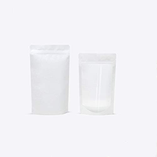 Stand Up Clear Silk Zip Lock Package Pocket With Tear Notch Self Seal Zipper Packing Bag For Comestic Mask Samples Packing Heat Seal Silk Poly Pouch 50Pcs (White, 12x20CM(4.72"x7.87"))