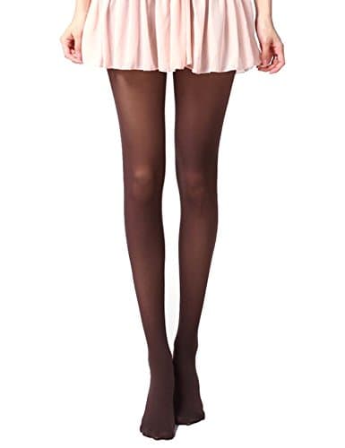 Siftantin Women's Solid Colored Footed Tights (Brown)