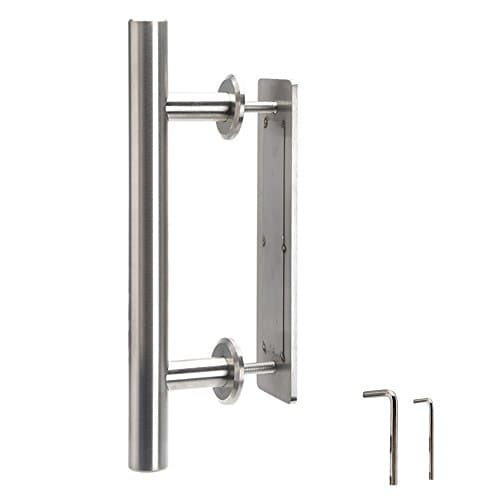 12" Stainless Steel Door Pull Handle Sliding Barn Door Hardware Handle Set Pull and Flush Two-side Handle(Silver)