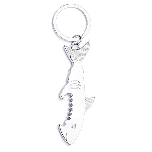 YONGHUI Shark Shape Pendant Key Chain Keyring Creative Household Tool Bottle Opener Keychain Keyrings for Women Men Family Friend Silver (Style:1)