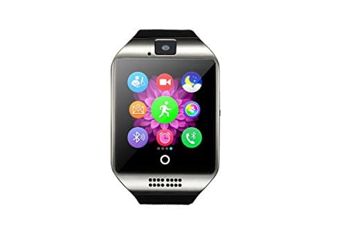 MingNuo Waterproof Bluetooth Wireless Smartwatch with Camera,Original Q18,TF/SIM Card Slot for Iphone 6/6 Plus/5c/5s/5,Samsung Galaxy/Note with IOS &amp; Android Devices (Black-sliver)