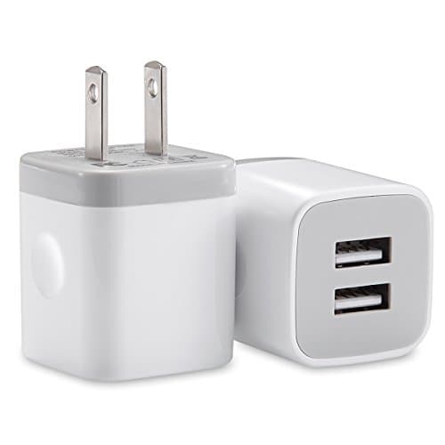 USB Charger Brick, LEEKOTECH 2-Pack 2.1A/5V Dual USB Wall Charger Plug Charging Brick for iPhone 7/7 Plus 6/6S Plus 5S, iPad and Samsung Phones