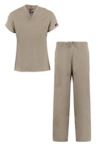 MediFit Men's Basic Solid Two Piece Medical Top &amp; Pants Scrub Set(MENSET-MED,GRY-3XL)