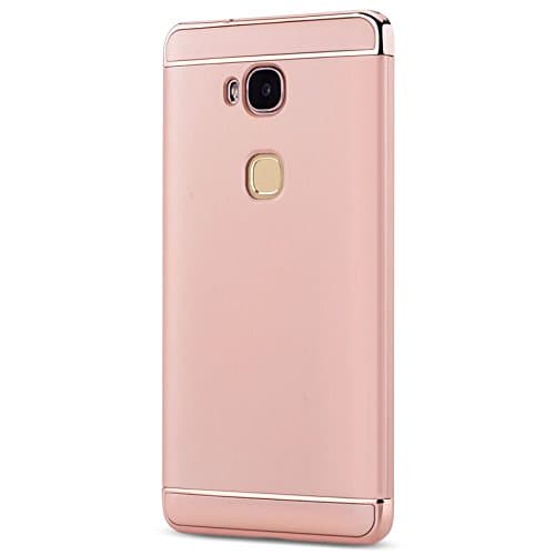 Honor 5x case with Tempered Glass Screen Protector Included, CAPY 3 In 1 Ultra Thin and Slim Hard Case Coated Non Slip Matte Surface with Electroplate Frame for Huawei Honor 5x -- RoseGold