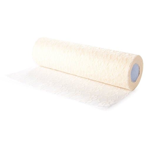 7in *5Yard Soft & Stretch Ivory Lace Fabric Roll Runner for Wedding Clothes or DIY Craft Decoration