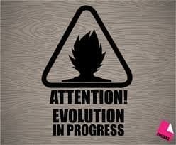 Dragonball Z Goku Attention Evolution in Progress Sign Car Window Wall Macbook Notebook Laptop Sticker Decal