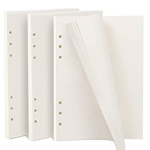 Blank A5 6-Ring Binder/Planner Refill Paper for Filofax,Binder Loose Leaf Notebook Planner, 6 Hole, 180 Sheets/360 Pages 21 x 14.2 cm