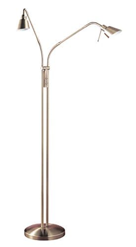 Kendal Lighting FL4048-2-AB 42-Inch Portable Task/Reading 2-Light Floor Lamp, Antique Brass