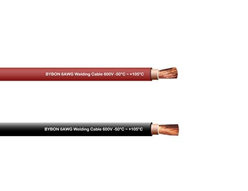 Bybon 6 AWG Welding Cable 600V COMBO PACK 20 FT Each Black + Red
