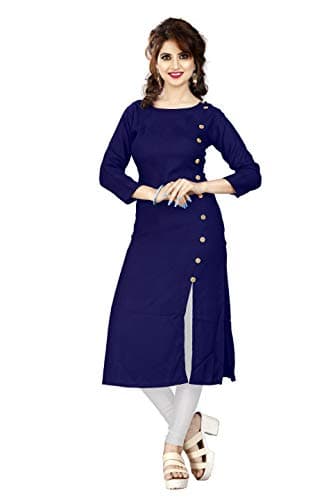 HF HOLYDAY FASHION Plain & Solid Rayon A-Line Kurtis for Women